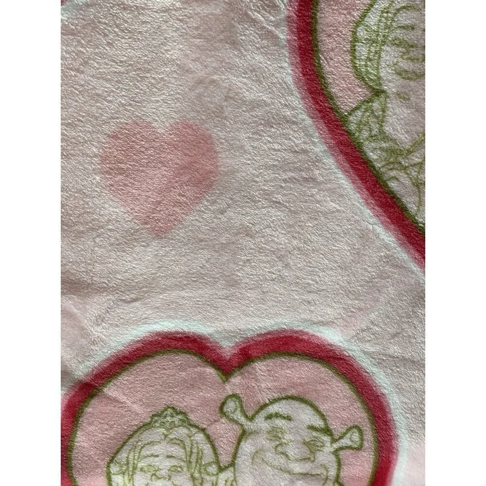 Shrek And Fiona Valentines Hearts‎ Soft Plush Throw Blanket 50” X 70” Pink NEW